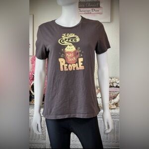 Vintage T-shirt “I Like Coffee More Than People” in brown color Size Small